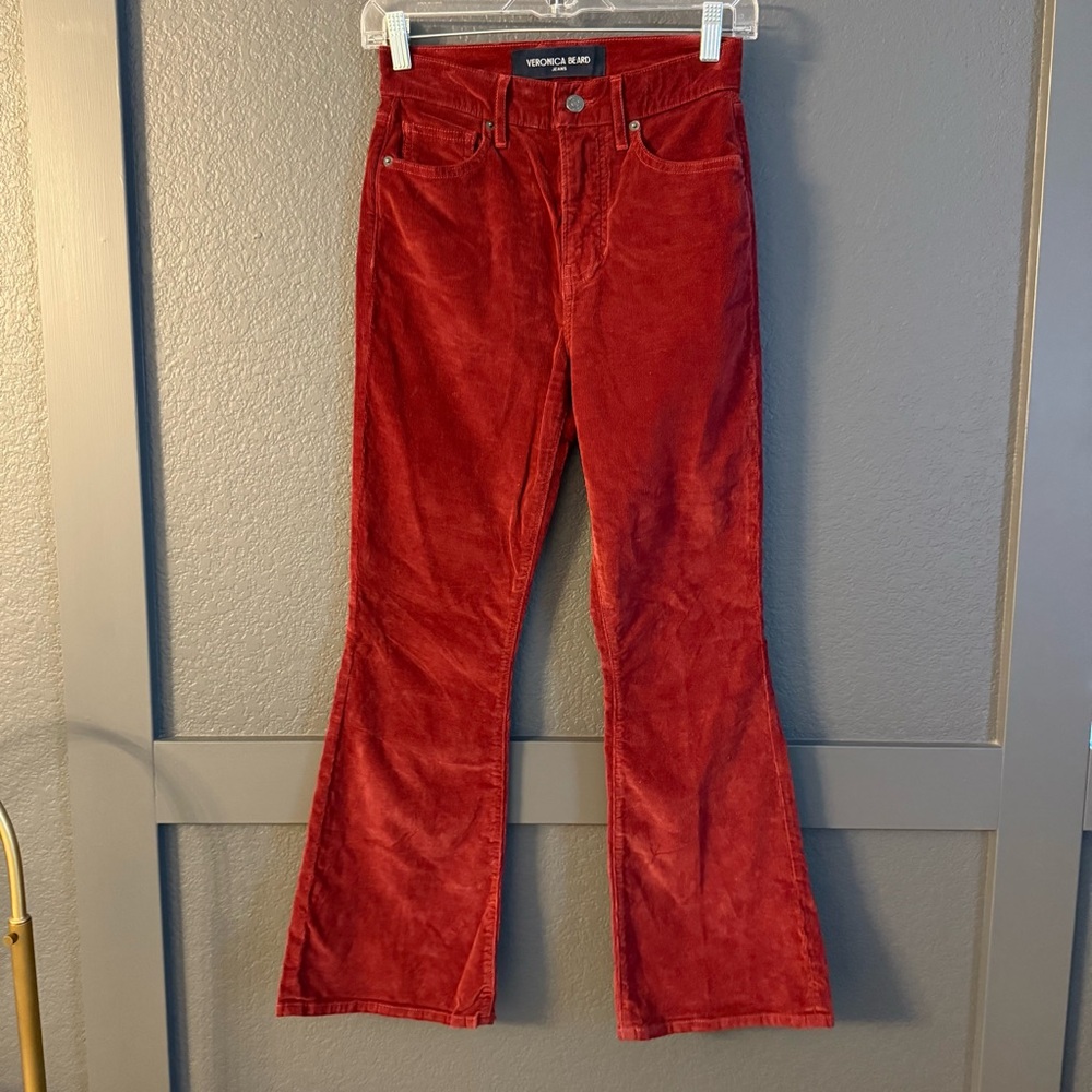 VERONICA BEARD • Carson ankle flare high rise pants - oxblood - size 25 - Picture 6 of 11
